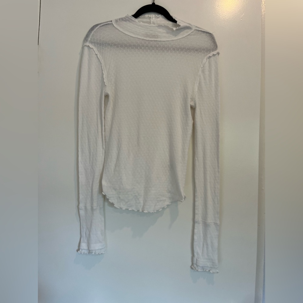 We The Free White Long Sleeve Lettuce-Edge Tee